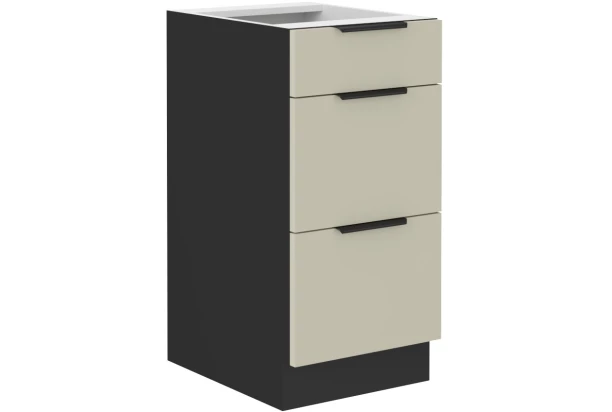 Dolná zásuvková kuchynská skrinka Arona 40 cm, kašmírová/čierna