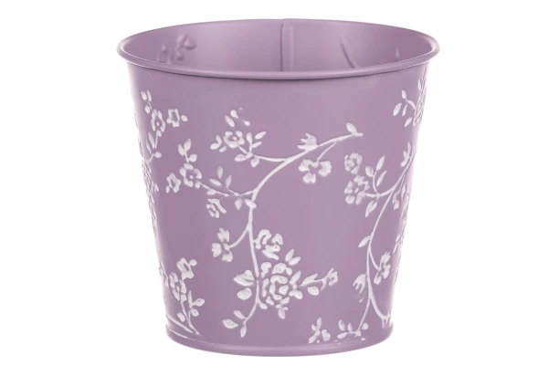 Obal na kvetináč fialový s bielymi ružami, 14 cm