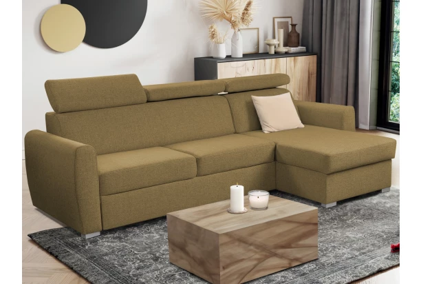 Rohová sedacia súprava Mistic, žlto-hnedá látka