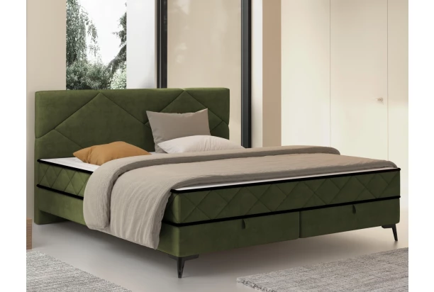Posteľ Parana 180x200 cm, machovo zelená zamatová látka