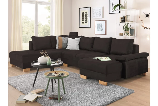 Sedacia  súprava Chivas, tvar ľavé U, temne hnedá látka