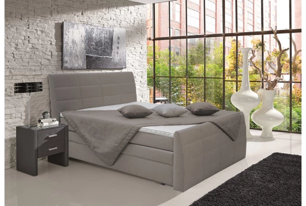 Postel boxspring Bonny 180x200 cm, šedo-hnedá tkanina