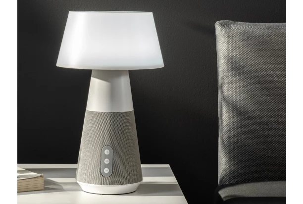Stolná LED lampa DJ 28 cm, bluetooth, sivá/biela
