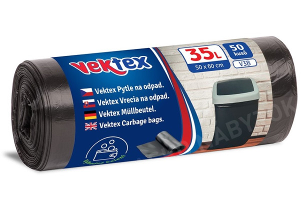 Vrecia na odpadky Vektex 35 l, 50 ks, čierne