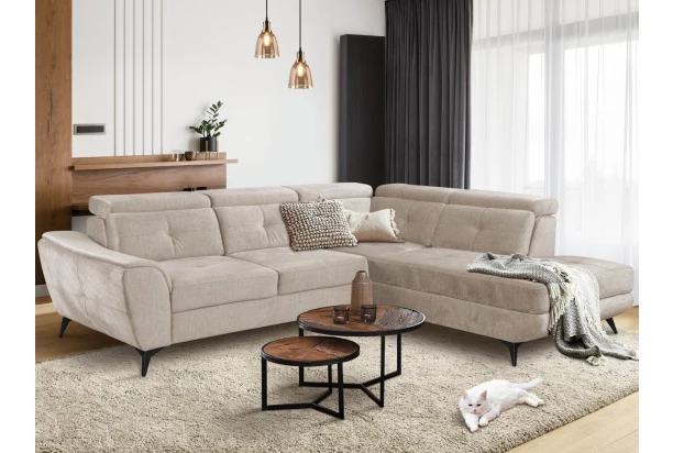 Rohová sedacia súprava Sergio, béžová látka, pravý roh