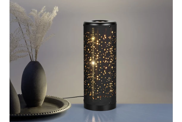 Stolná LED lampa Taco,trblietavý efekt, čierno-zlatá