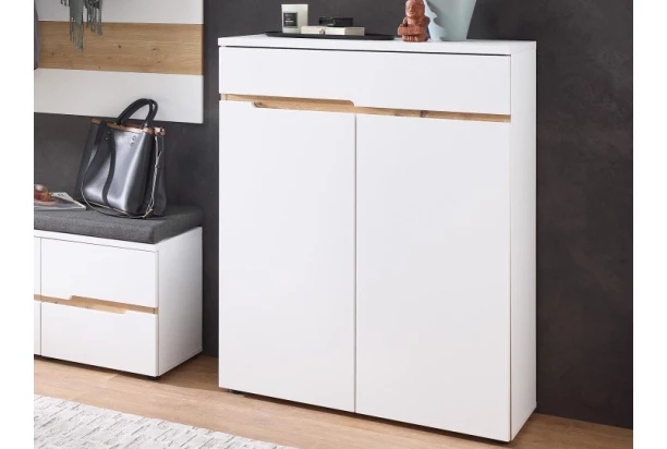 Botník so zásuvkou Memphis, biely/dub artisan