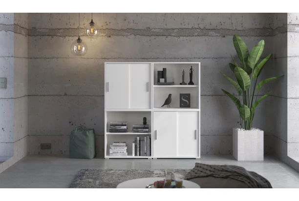 Regál s 2 priehradkami Switch 68 cm, biely