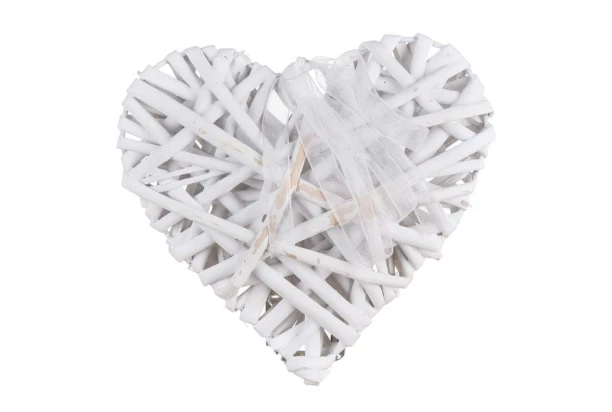 Dekorácia Prútené srdce 15x15 cm, biele