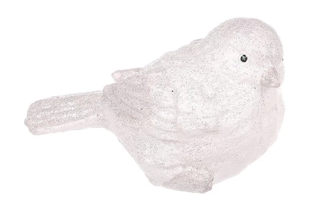 Vianočná dekorácia (1 ks) Vtáčik, biely polyresin