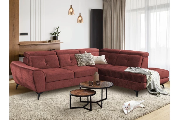 Rohová sedacia súprava Sergio, tehlová látka, pravý roh