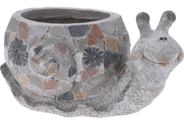 Kvetináč Slimák s mozaikou, sivý