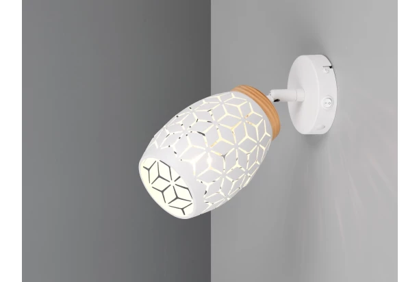 Nástenná lampa Bidar, bielykov/drevo