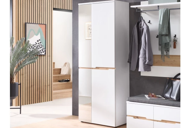 Predsieňová šatníková skriňa so zrkadlom emphis, 65 cm, biela/dub artisan