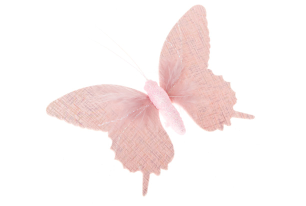 Závesná dekorácia Motýľ 16 cm, ružová látka