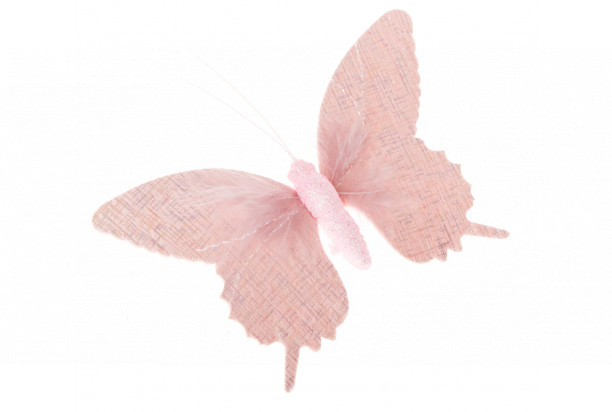 Závesná dekorácia Motýľ 16 cm, ružová látka