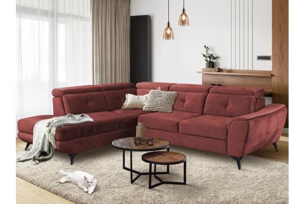 Rohová sedacia súprava Sergio, tehlová látka, ľavý roh