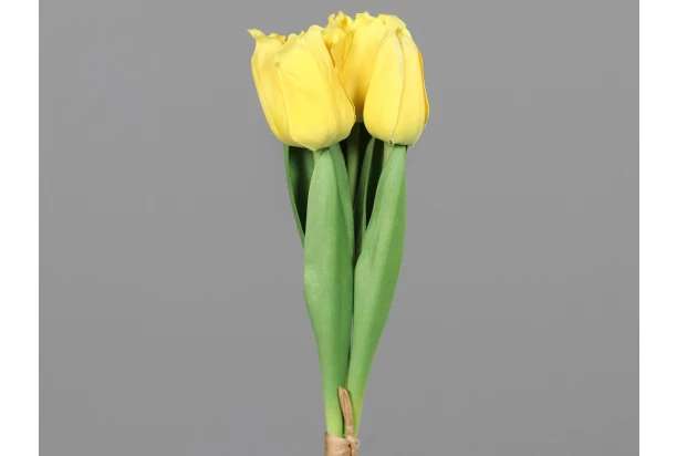 Umelá kvetina Zväzok tulipánov 30 cm, žltá