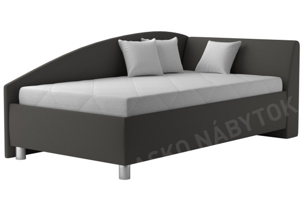 Rohová posteľ Andrew pravá 110x200 cm, tmavo šedá látka