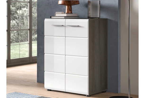 Skrinka Salsa, 60 cm, šedý dub/biela lesk