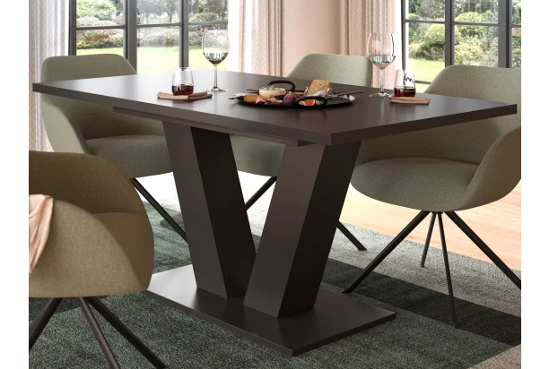 Rozkladací jedálenský stôl Moteon 150x90 cm, sivý/sivý, podnož V