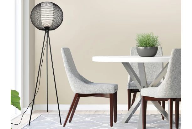 Stojacia lampa Filo 150 cm, čierny kov/opálové sklo