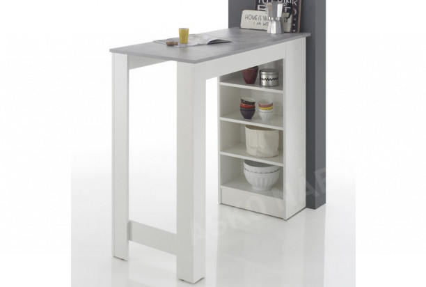 Barový stôl Mojito, biely/sivý betón