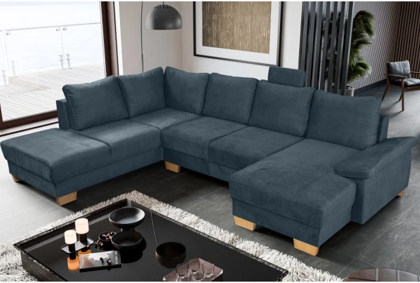 Sedacia súprava Chivas, tvar ľavéU, petrolejovo modrá látka