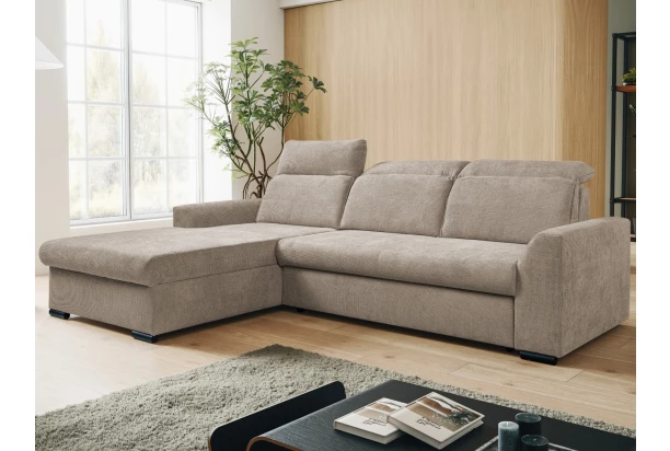 Rohová sedačka Arya, béžová cappuccino štrukturovaná tkanina,ľavý roh
