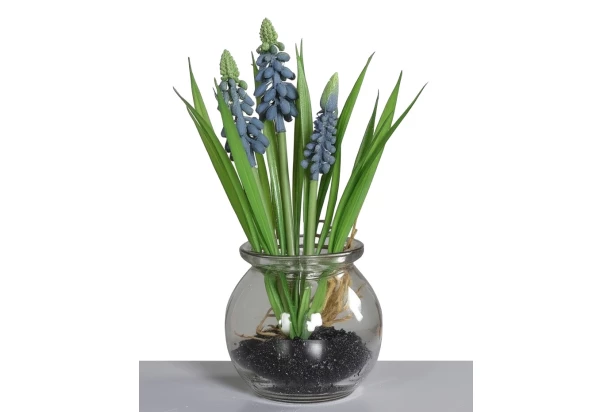 Umelá kvetina Modrica v skle, 19 cm