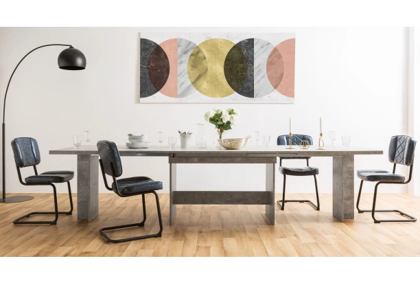 Veľký rozkladací jedálenský stôl Ancona 160x90 cm, šedý beton