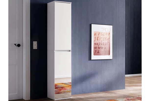 Zrkadlová viacúčelová skriňa s policami Mirror, 37 cm, biela