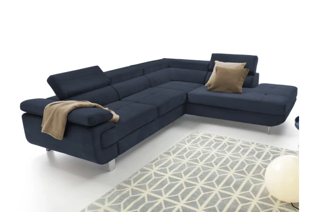 Rohová sedací souprava Lotos, tmavomodrá látka, pravý roh