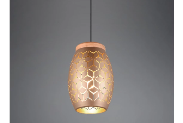 Luster Bidar, medený kov/drevo