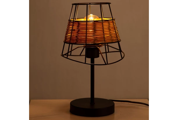 Stolová lampa Esra, tienidlo s ratanom