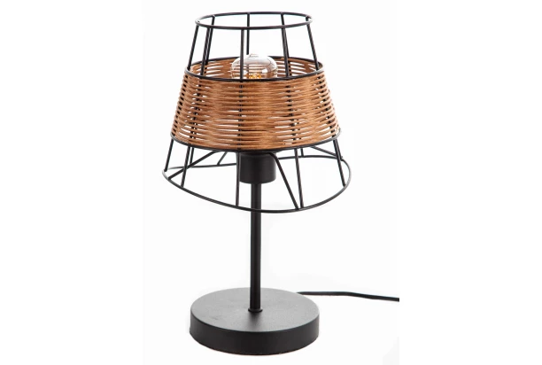 Stolová lampa Esra, tienidlo s ratanom