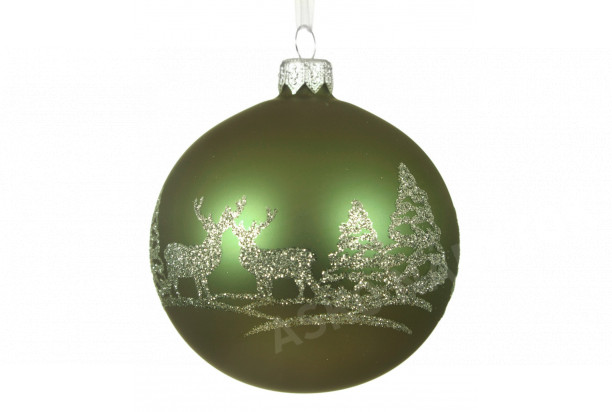 Vianočná ozdoba Zelený les, guľa 8 cm
