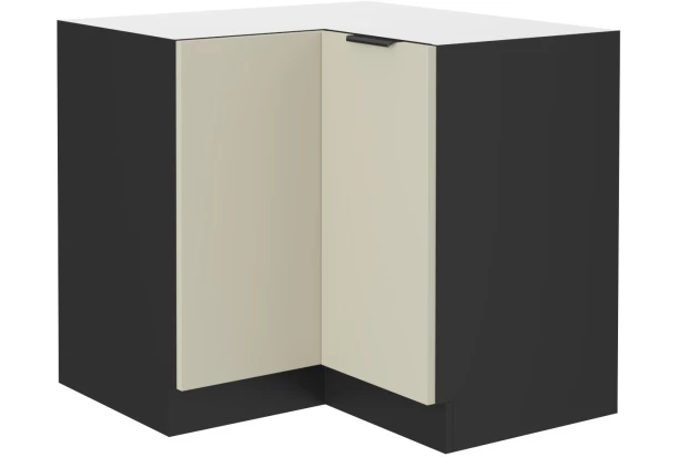 Dolná rohová kuchynská skrinka Arona, 90/90 cm, kašmírová/čierna