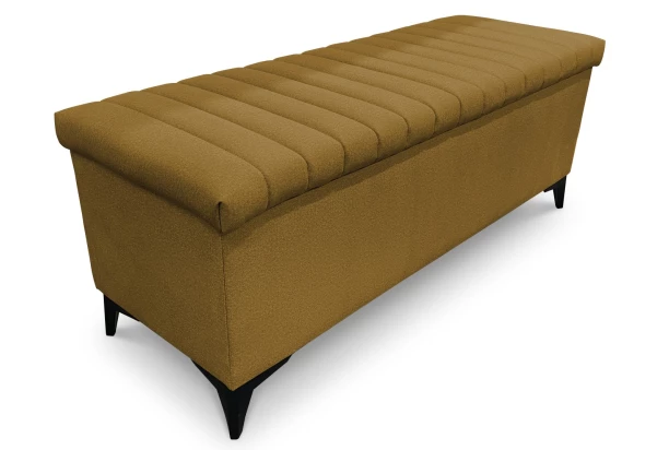 Úložná lavica/periňák Joy, šírka 139 cm, horčicovo žltá látka