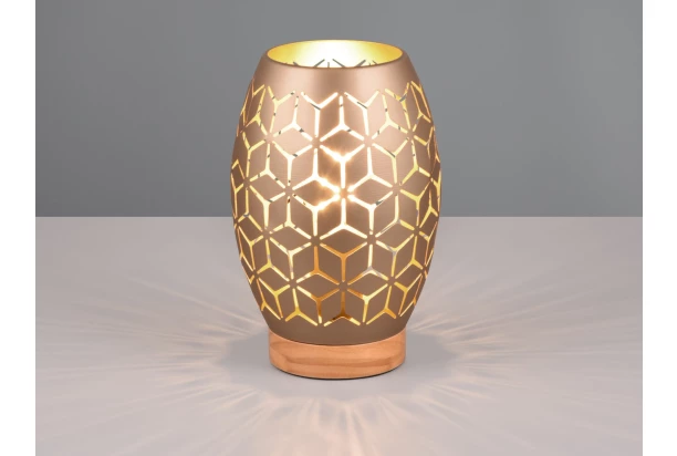 Stolová lampa Bidar 21 cm, medený kov/drevo