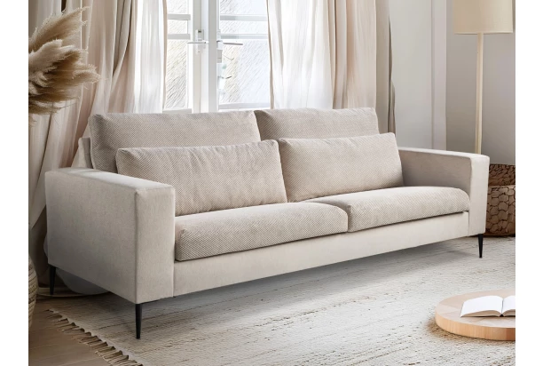 Trojmiestna pohovka Romeo, béžová štruktúrovaná látka