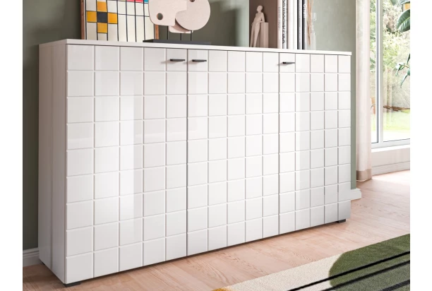 Skrinka 3-dverová Monty, 138 cm, biely lesk