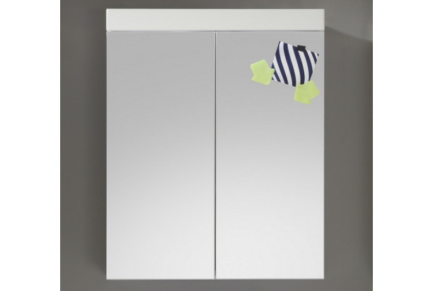 Kúpeľňová skrinka so zrkadlom Amanda 405, lesklá  biela