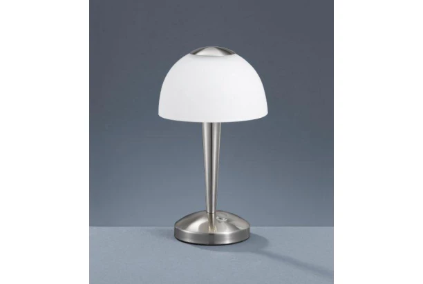 Stolová LED lampa Ventura 29 cm, matný nikel/biele sklo