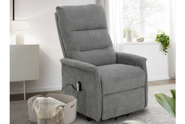 Kreslo s elektrickým polohováním Mirador, šedá látka