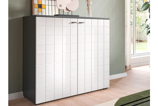 Skrinka 2-dverová Monty, 92 cm, antracit/biely lesk