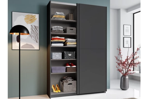 Šatníková skriňa Fast, grafitovo šedá