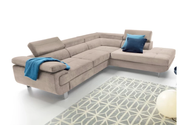 Rohová sedacia súprava Lotos, béžová látka, pravý roh
