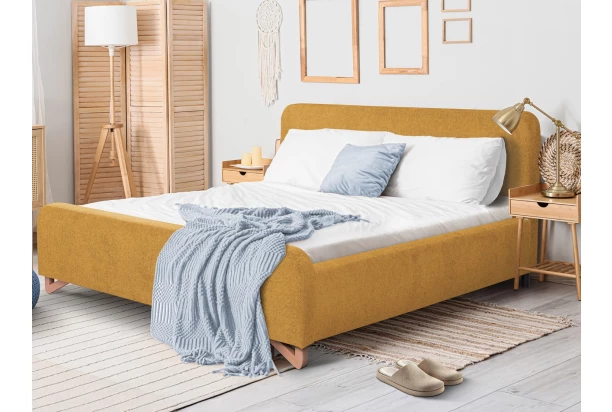 Posteľ Flamingo 180x200 cm, žltá štruktúrovaná tkanina