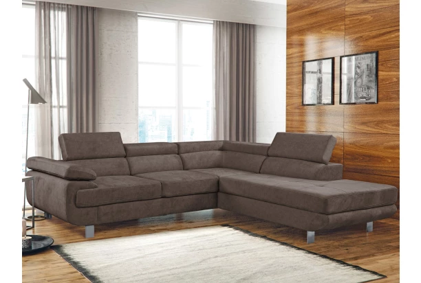 Rohová sedacia súprava Lotos, hnedá látka, pravý roh